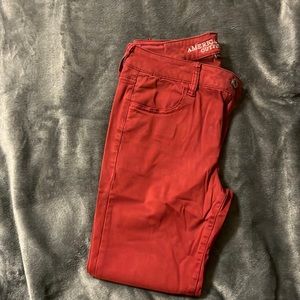 Women’s, US 8, American Eagle, RED Super Stretch Jeggings